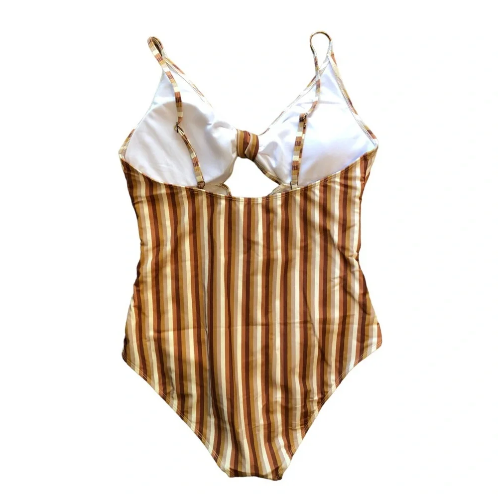 NWT Rylee + Cru One Piece Keyhole Swim | Clay Stripe